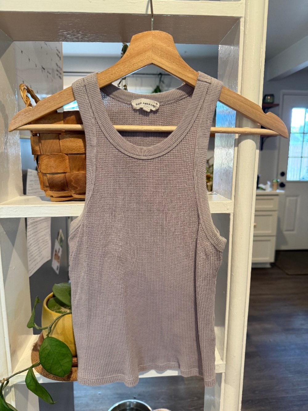 Good American Lilac Mist Waffle Knit Tank Size 2